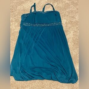 Teal Dress with Rhinestone Accents
